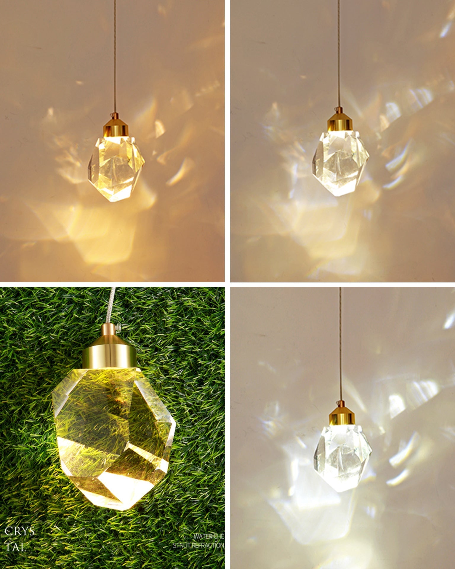 WOMO Lustre Cristal Doré Plusieurs Ampoules-WM2189