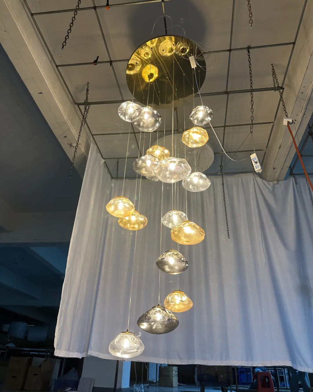 WOMO Blown Glass Cascade Pendant Chandelier-WM2101b