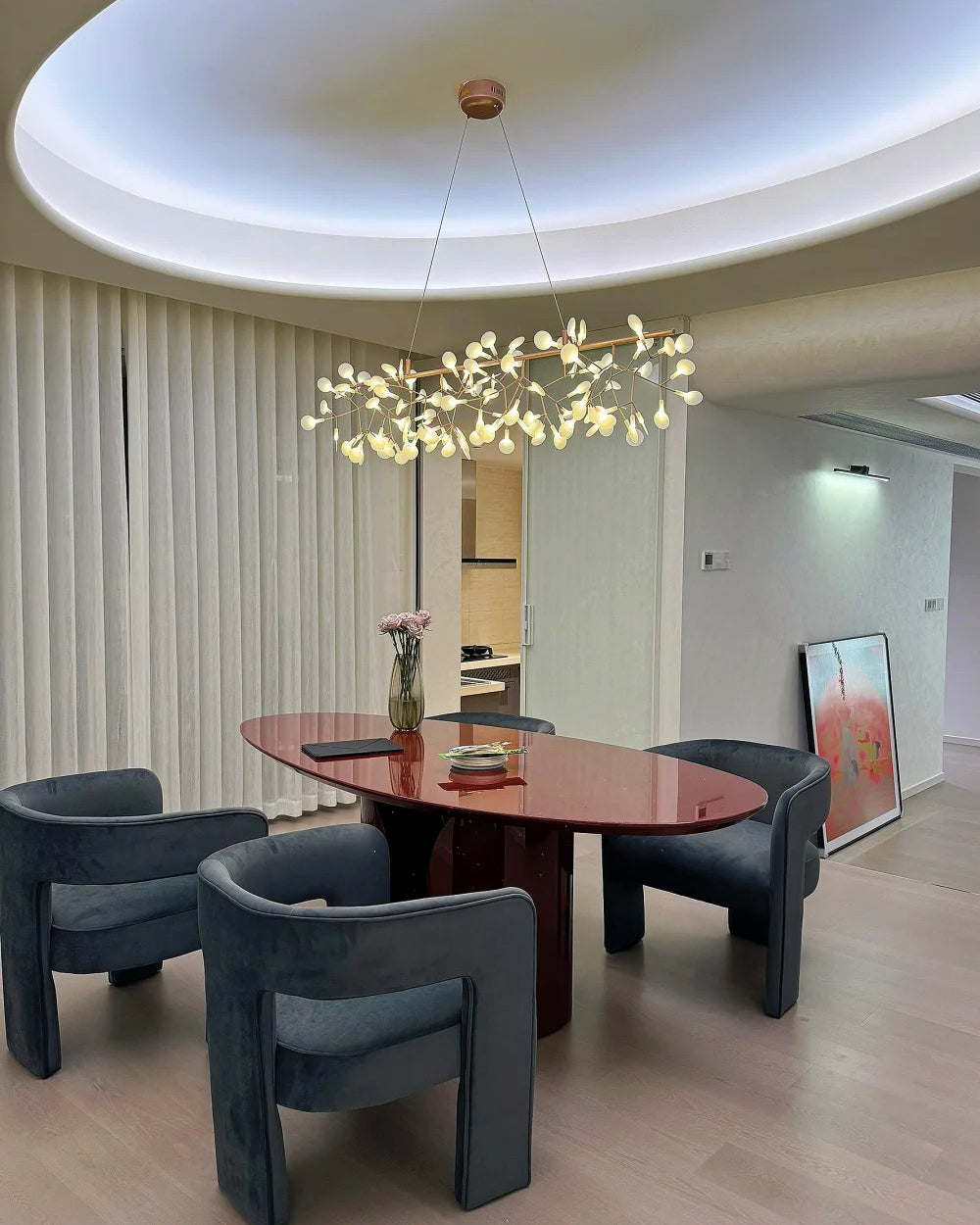 WOMO Lustre Linéaire Branche Led Rose Doré-WM2436