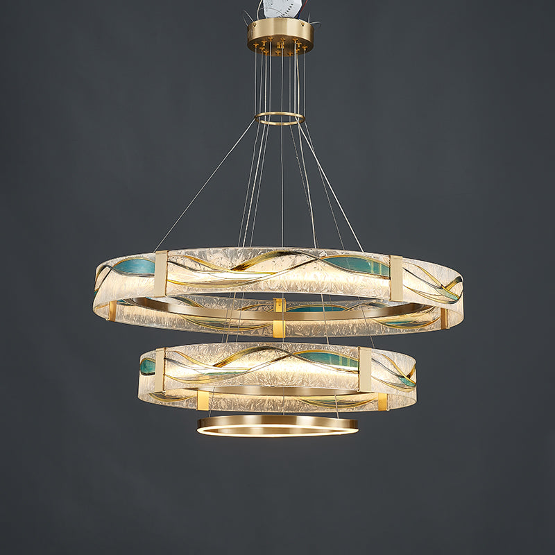WOMO Lustre Anneaux Led Doré Luxe-WM2336