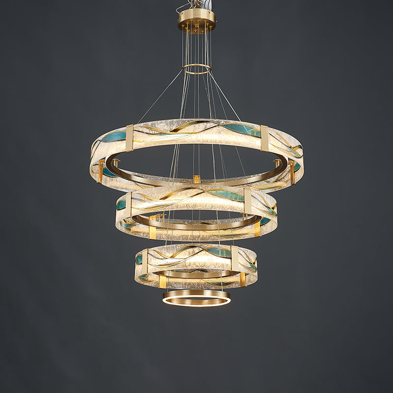 WOMO Lustre Anneaux Led Doré Luxe-WM2336
