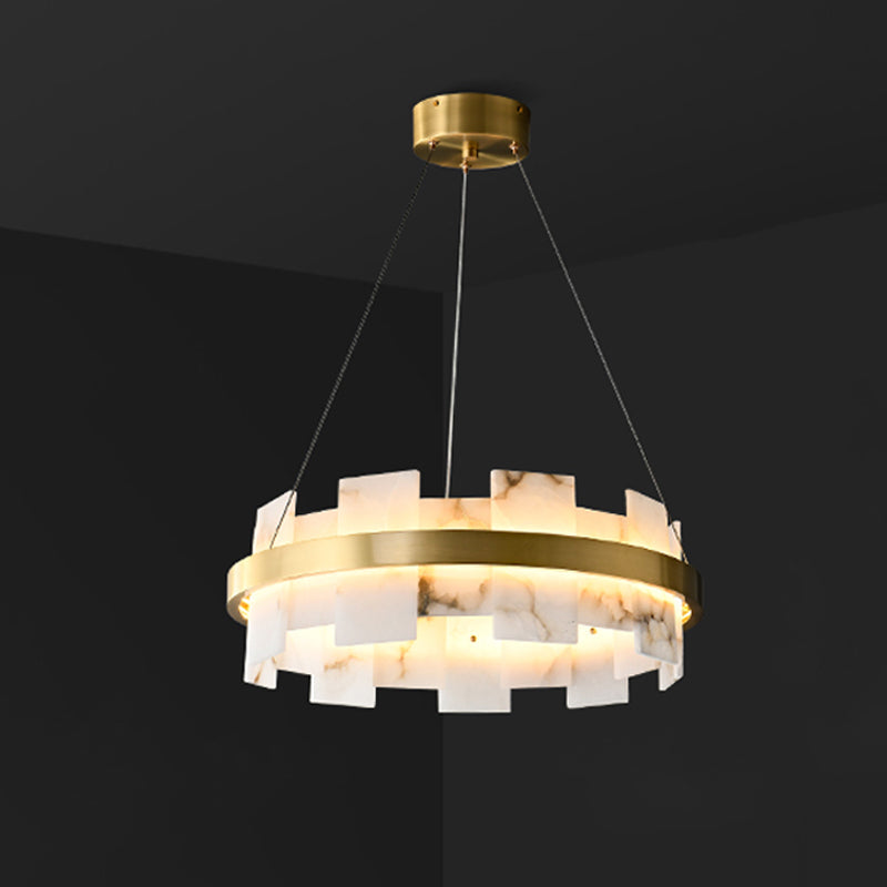 Lustre rond en albâtre doré WOMO-WM2394