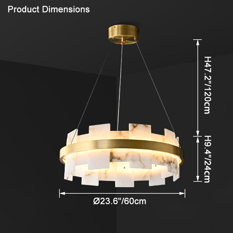 Lustre rond en albâtre doré WOMO-WM2394