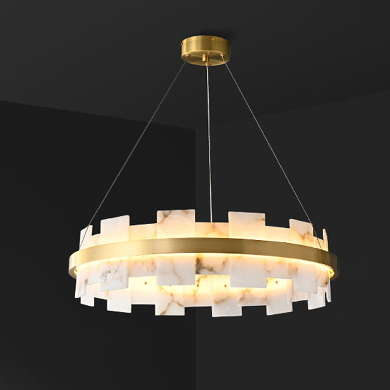 Lustre rond en albâtre doré WOMO-WM2394