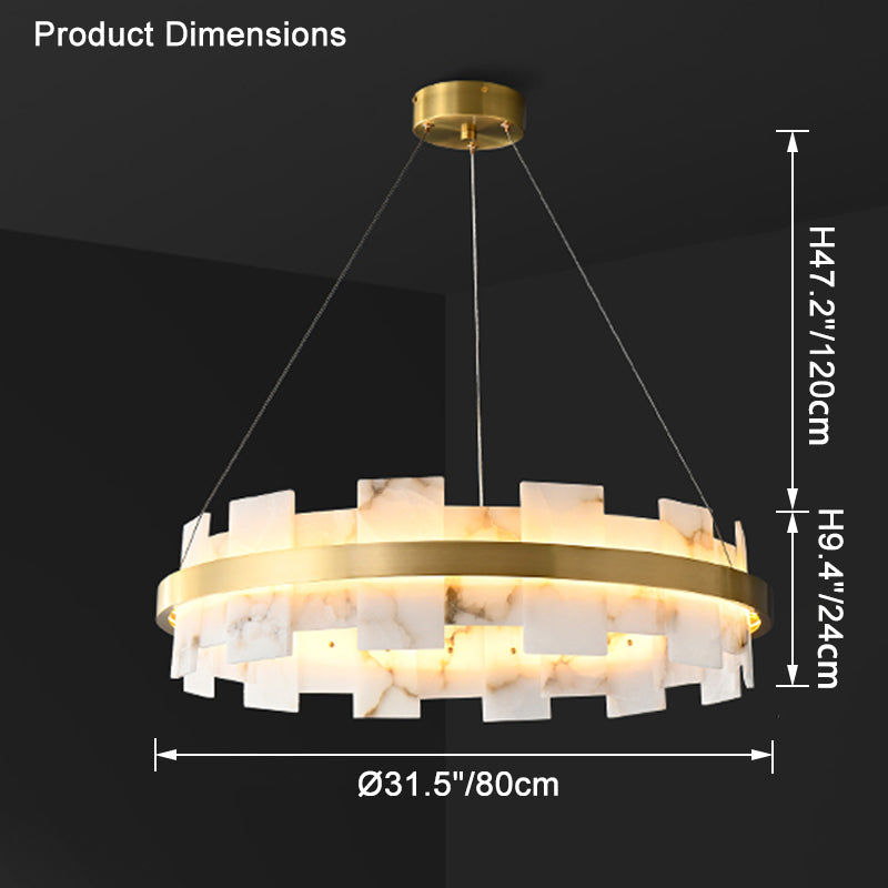Lustre rond en albâtre doré WOMO-WM2394