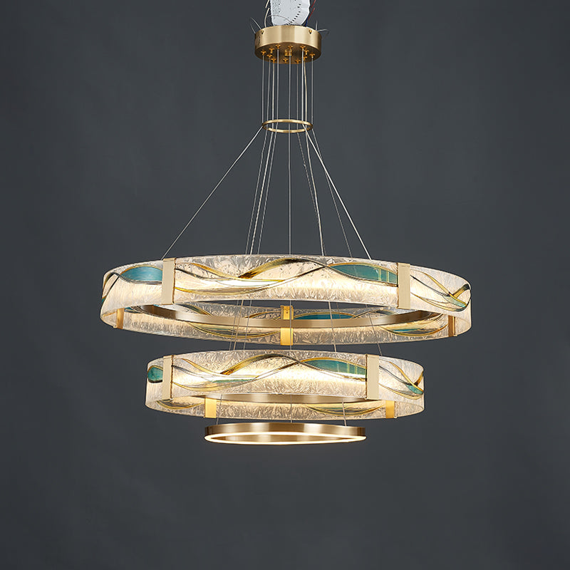 WOMO Lustre Anneaux Led Doré Luxe-WM2336