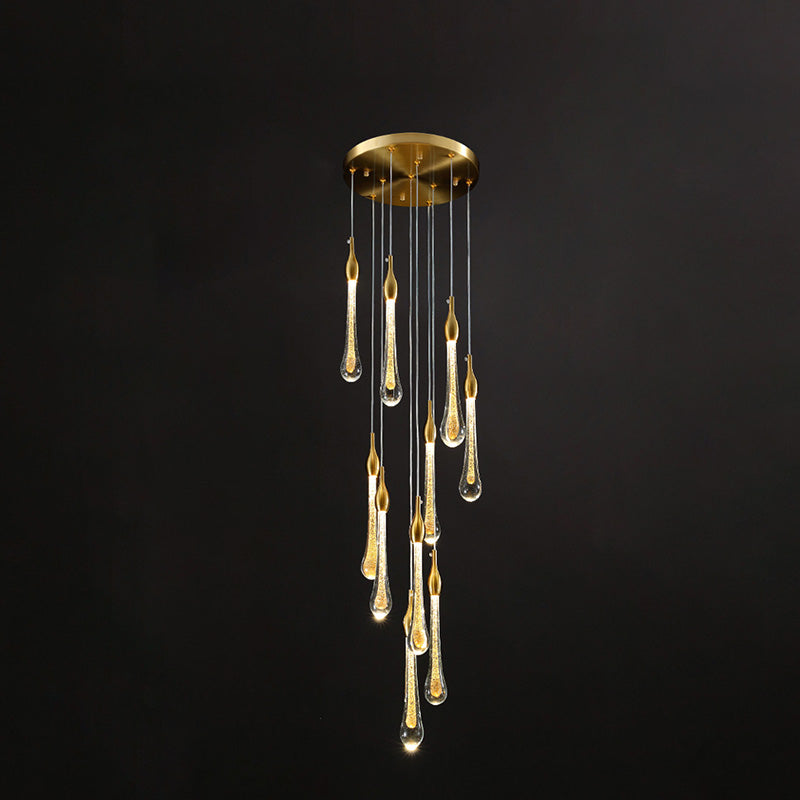 WOMO Lustre Spirale Goutte d Eau Cristal Escalier-WM2124