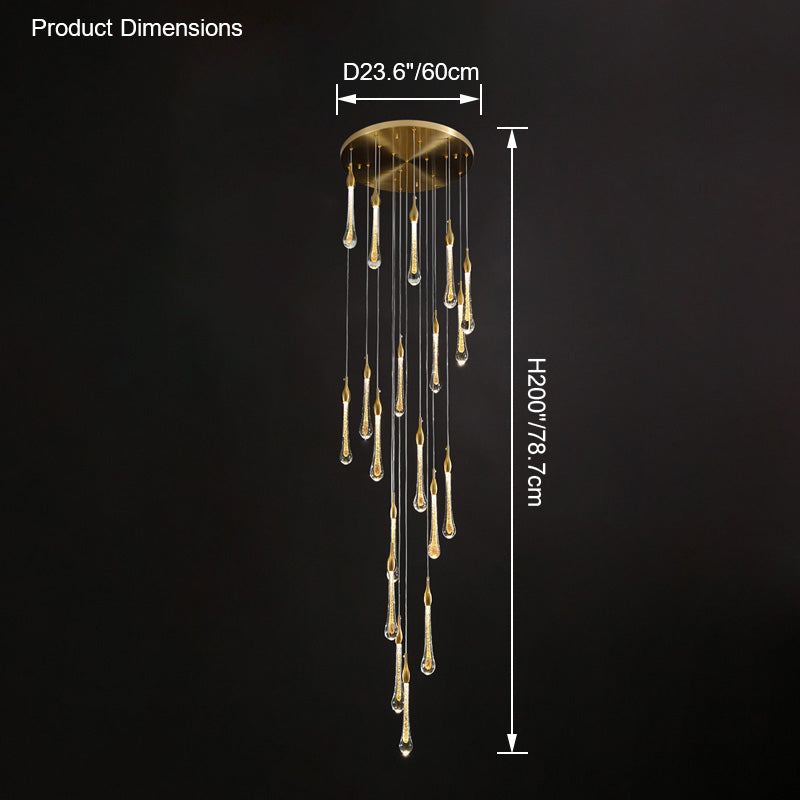 WOMO Lustre Spirale Goutte d Eau Cristal Escalier-WM2124