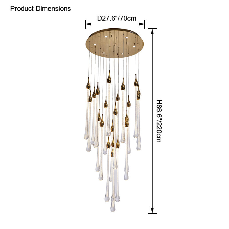 WOMO Lustre Spirale Goutte d Eau Cristal Escalier-WM2124