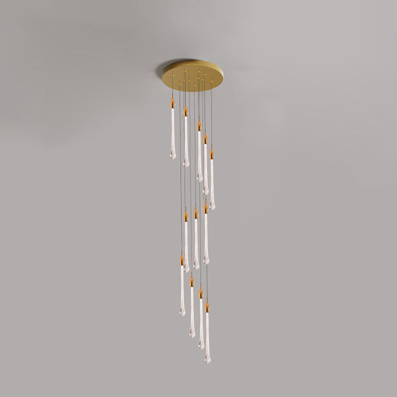 WOMO Lustre Spirale Goutte d Eau Cristal Escalier-WM2124