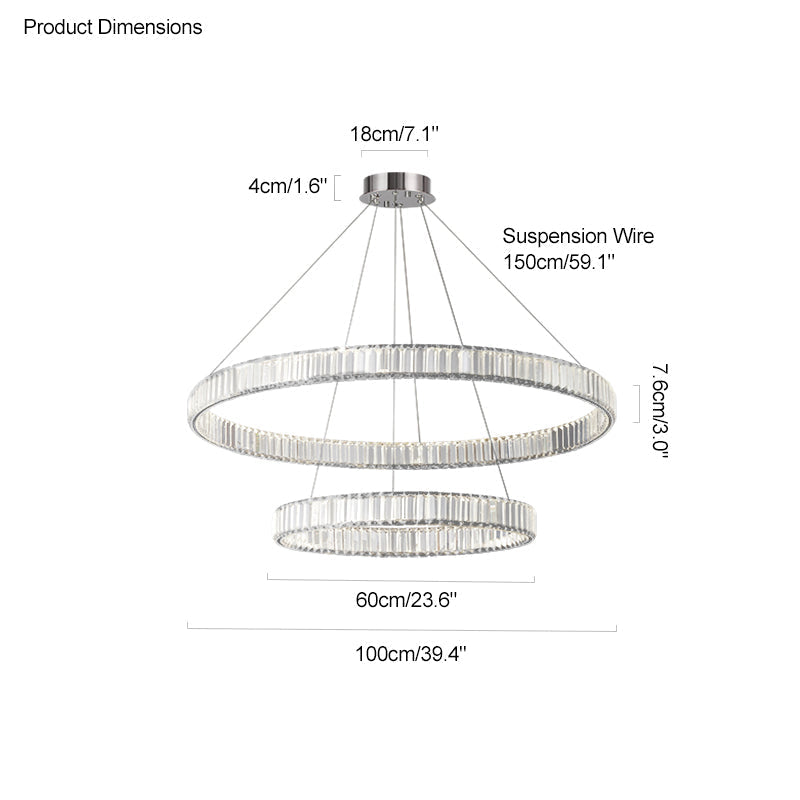Lustre circulaire en cristal à 2 niveaux WOMO-WM2192